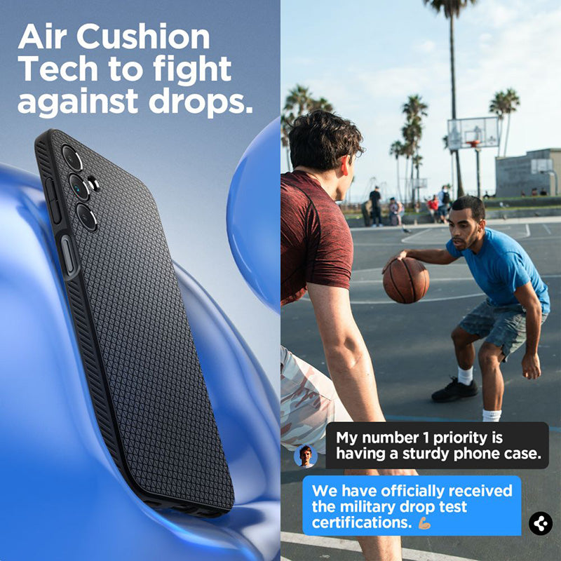 Spigen Liquid Air – dėklas, skirtas Samsung Galaxy A15 4G/5G (matinė juoda)