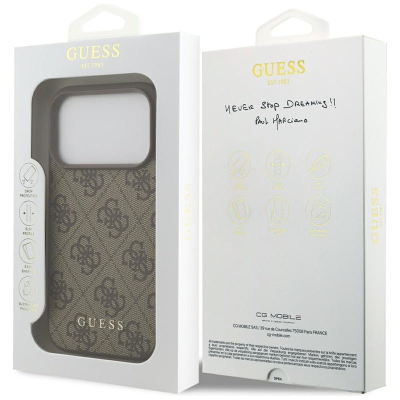 Guess 4G Classic - Dėklas iPhone 17 Pro (rudas)
