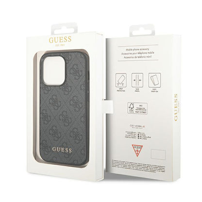 Guess 4G Metal Gold Logo dėklas iPhone 14 Pro Max (pilkas)