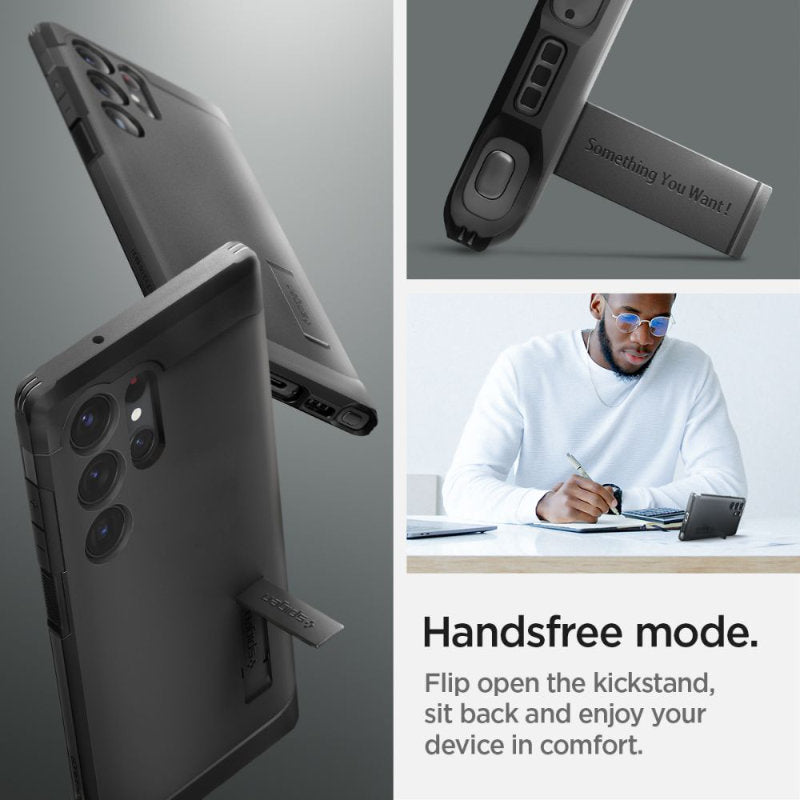 Spigen Tough Armor – dėklas, skirtas „Samsung Galaxy S23 Ultra“ (juodas)