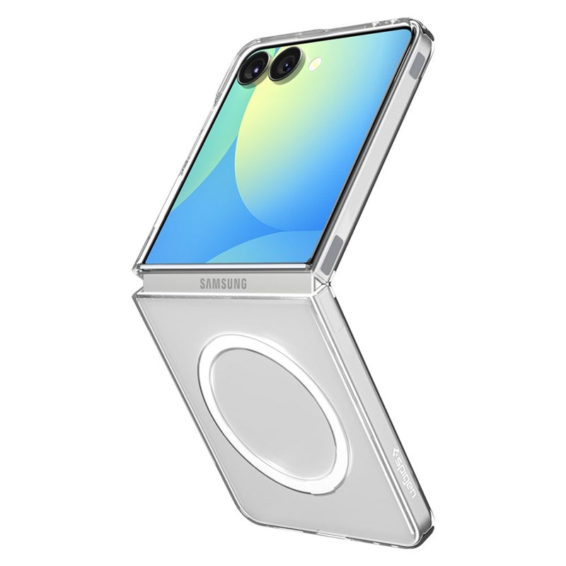 Spigen Airskin Mag MagSafe – dėklas, skirtas Samsung Galaxy Z Flip 7 (Skaidrus/Baltas)