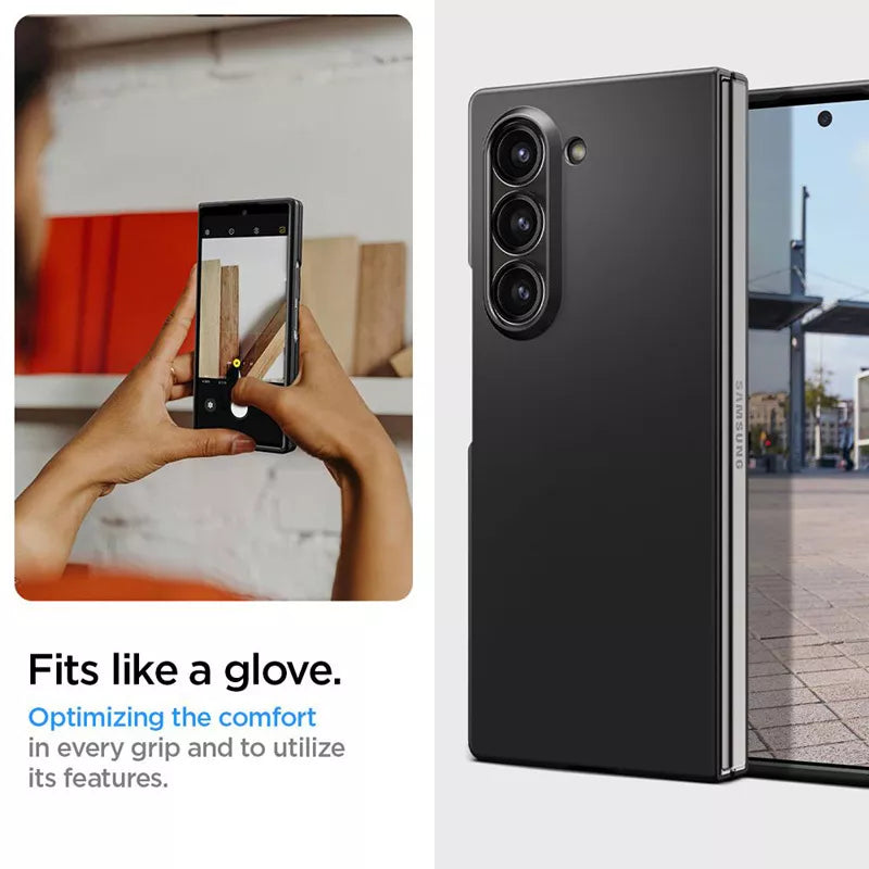 Spigen Airskin – dėklas, skirtas Samsung Galaxy Z Fold 6 (juodas)