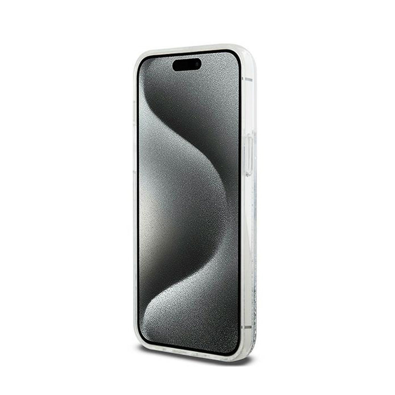 DKNY Skysti blizgučiai Didelis logotipas – dėklas skirtas iPhone 15 Pro Max (baltas)