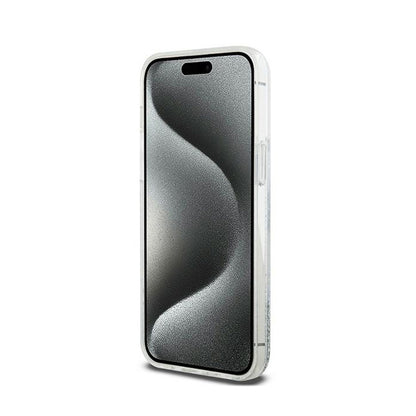 DKNY Skysti blizgučiai Didelis logotipas – dėklas skirtas iPhone 15 Pro Max (baltas)