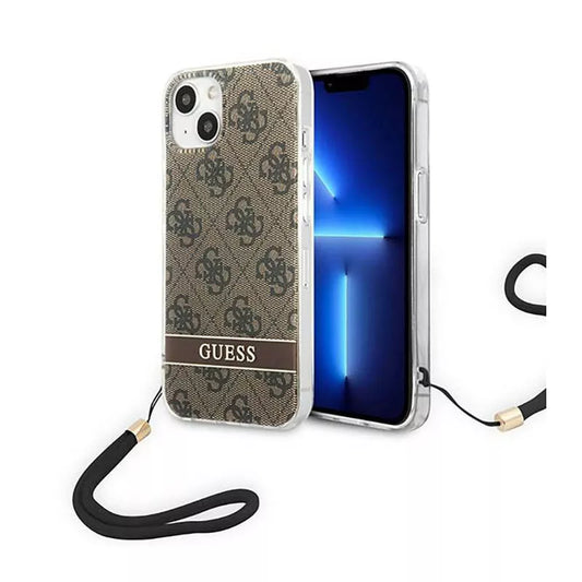 Guess 4G Print Cord – dėklas, skirtas iPhone 14 (rudos spalvos)