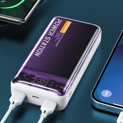 WEKOME WP-353 Vanguard Series – maitinimo blokas 10000 mAh PD 20W + QC 22.5W (Violetinė / permatoma)