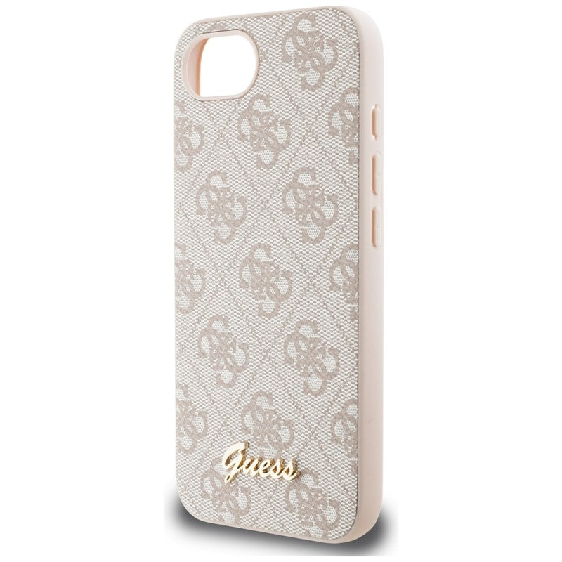 Guess 4G Script Logo MagSafe dėklas, skirtas iPhone 16e (rožinis)