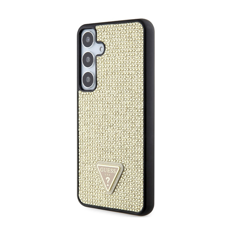 Guess Rhinestone Triangle – dėklas Samsung Galaxy S24+ (auksinis)