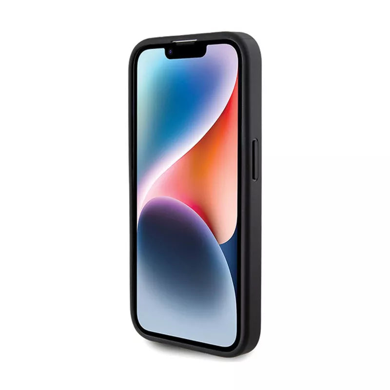 Guess Glitter Script Big 4G – dėklas skirtas iPhone 15 Pro Max (juodas)