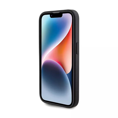 Guess Glitter Script Big 4G – dėklas skirtas iPhone 15 Pro Max (juodas)