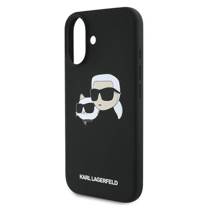 Karl Lagerfeld Silicone Double Heads Print MagSafe - dėklas iPhone 16 Plus (juodas)
