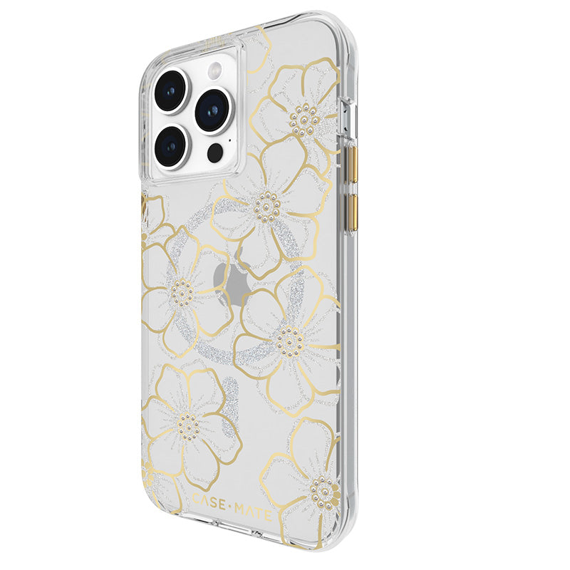 Case-Mate Floral Gems MagSafe - iPhone 15 Pro Max dėklas (aukso spalvos)