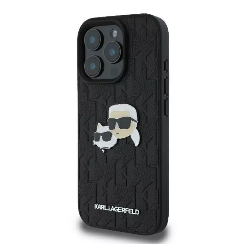 Karl Lagerfeld Monogram Karl & Choupette galvos smeigtukas – dėklas iPhone 16 Pro Max (juodas)