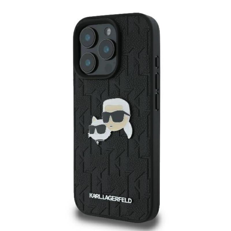 Karl Lagerfeld Monogram Karl & Choupette galvos smeigtukas – dėklas iPhone 16 Pro Max (juodas)