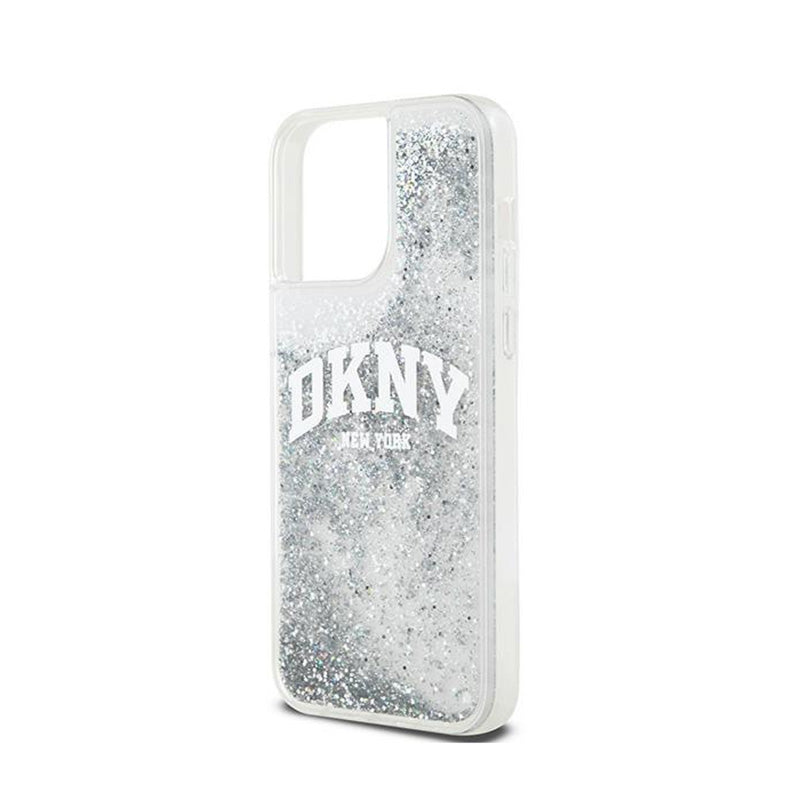 DKNY Skysti blizgučiai Didelis logotipas – dėklas skirtas iPhone 15 Pro Max (baltas)