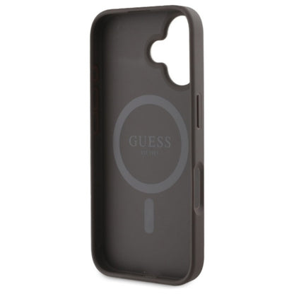 Guess Peony Script MagSafe dėklas, skirtas iPhone 16 (ruda)