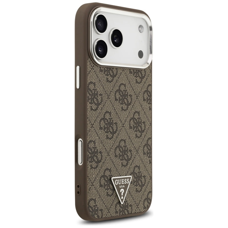 Guess 4G Triangle Logo MagSafe dėklas iPhone 17 Pro Max (rudas)