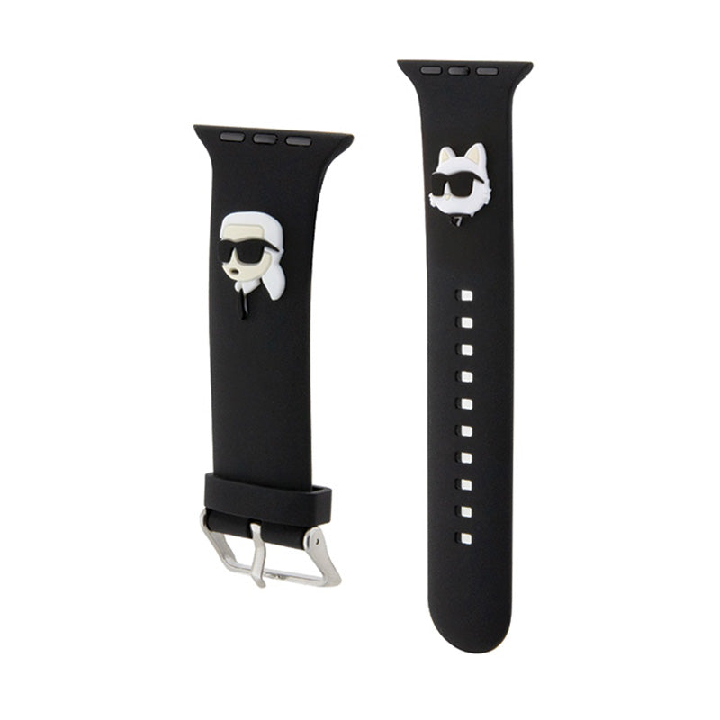 Karl Lagerfeld 3D Rubber Karl & Choupette Heads NFT – dirželis Apple Watch 42/44/45/49 mm (juodas)