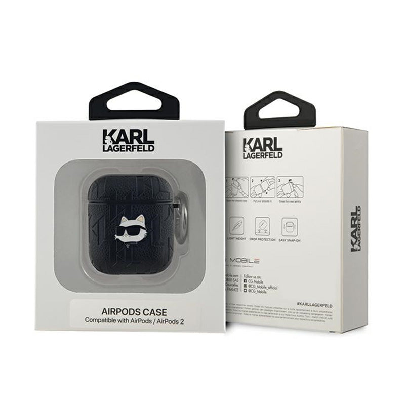 Karl Lagerfeld Monogram Choupette Head – AirPods 1/2 kartelė (juoda)