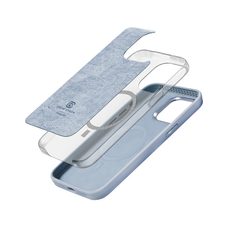 Crong Color Cover LUX Magnetic – dėklas iPhone 15 Plus MagSafe (šviesiai mėlynos spalvos)