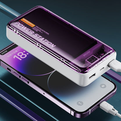 WEKOME WP-353 Vanguard Series – maitinimo blokas 10000 mAh PD 20W + QC 22.5W (Violetinė / permatoma)