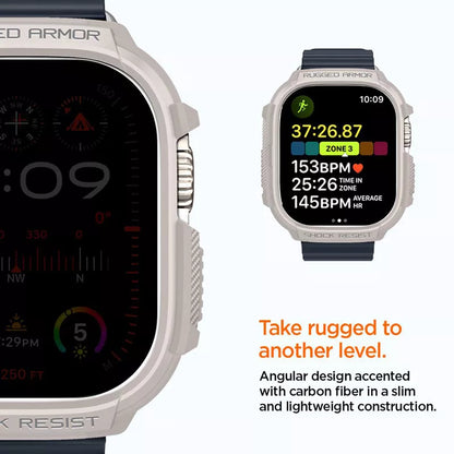 Spigen Rugged Armor - dėklas, skirtas Apple Watch Ultra 1/2 49 mm (smėlio spalvos)