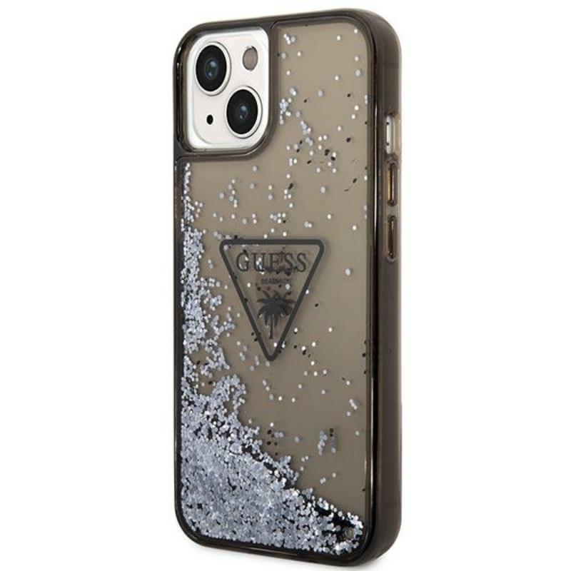Guess Liquid Glitter Triangle Logo dėklas – dėklas iPhone 14 (juodas)