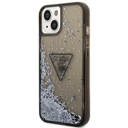 Guess Liquid Glitter Triangle Logo dėklas – dėklas iPhone 14 (juodas)