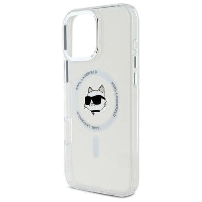 Karl Lagerfeld IML Metal Choupette Head MagSafe – dėklas, skirtas „iPhone 16 Pro“ (baltas)