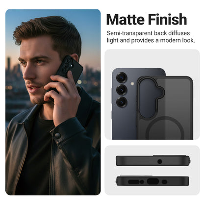 Crong Hybrid Matte Magnetic - MagSafe dėklas Samsung Galaxy S25 (Juodas)
