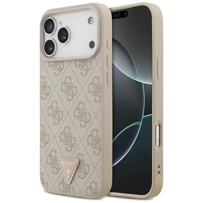 Guess Odinio 4G Triangle Strass dėklas iPhone 17 Pro Max (rožinis)