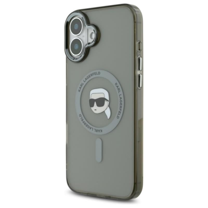 Karl Lagerfeld IML Metal Karl Head MagSafe – dėklas, skirtas iPhone 16 (juodas)