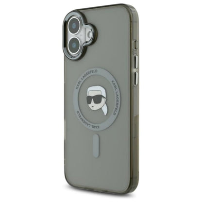 Karl Lagerfeld IML Metal Karl Head MagSafe – dėklas, skirtas iPhone 16 (juodas)