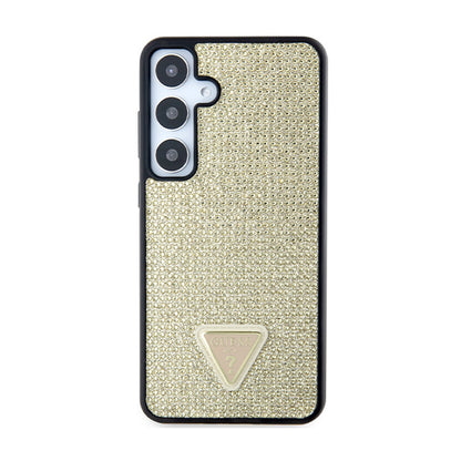 Guess Rhinestone Triangle – dėklas Samsung Galaxy S24+ (auksinis)