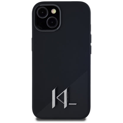 Karl Lagerfeld silikoninis "Shadow Metal Initial MagSafe" - dėklas iPhone 15 (juodas)