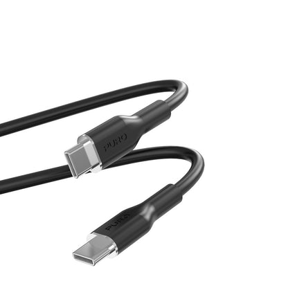PURO ICON Soft Cable – Kabelis USB-C į USB-C 1,5 m (Juoda)