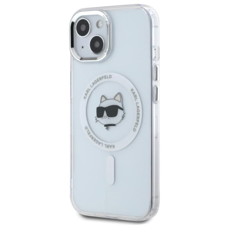 Karl Lagerfeld IML Metal Choupette Head MagSafe – dėklas skirtas iPhone 15 (baltas)