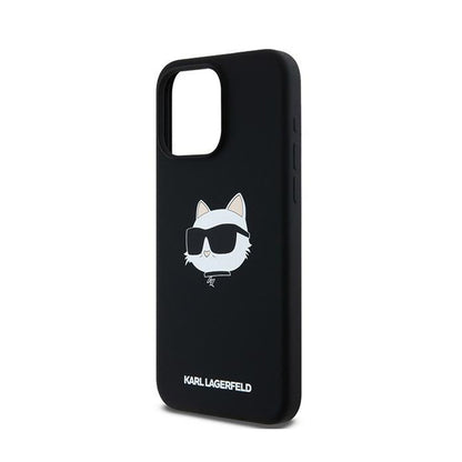Karl Lagerfeld Silikoninė „Choupette Head MagSafe“ - iPhone 15 Pro dėklas (juodas)