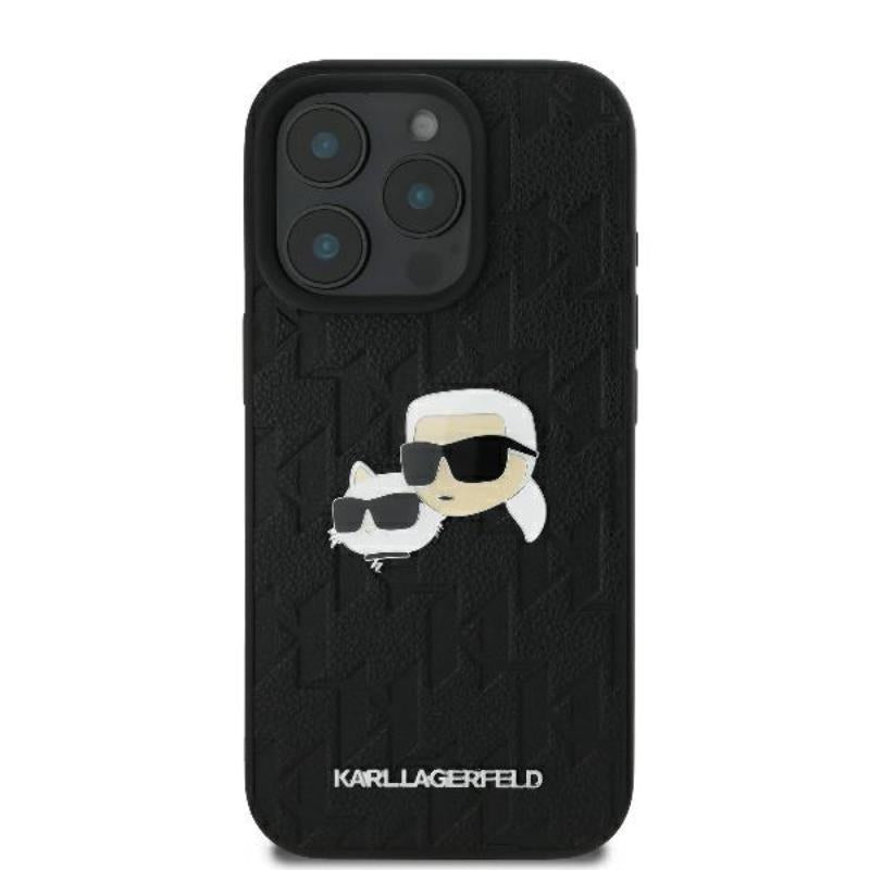 Karl Lagerfeld Monogram Karl & Choupette galvos smeigtukas – dėklas iPhone 16 Pro Max (juodas)
