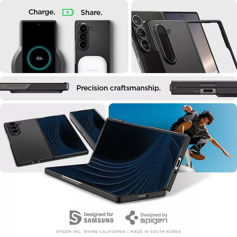 Spigen Airskin – dėklas, skirtas Samsung Galaxy Z Fold 6 (juodas)