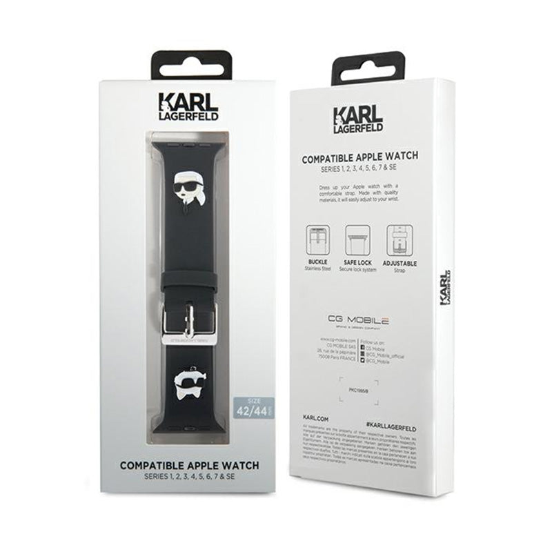 Karl Lagerfeld 3D Rubber Karl & Choupette Heads NFT – dirželis Apple Watch 42/44/45/49 mm (juodas)