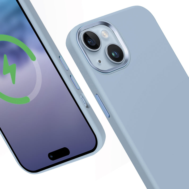 Crong Color Cover LUX Magnetic – dėklas iPhone 15 Plus MagSafe (šviesiai mėlynos spalvos)