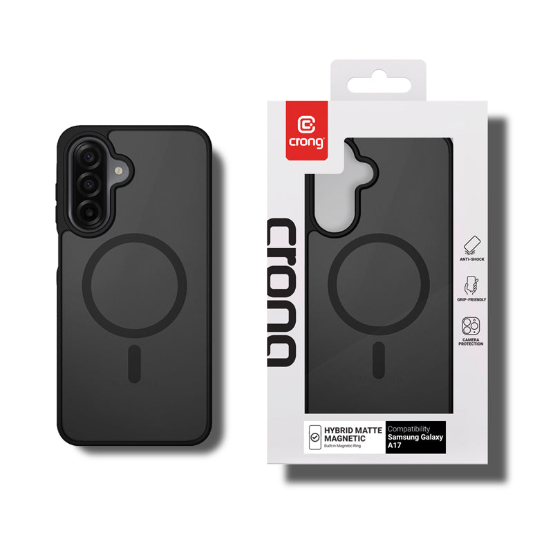 Crong Hybrid Matte Magnetic - MagSafe dėklas Samsung Galaxy A17 (Juodas)
