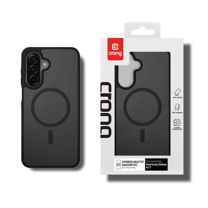 Crong Hybrid Matte Magnetic - MagSafe dėklas Samsung Galaxy A17 (Juodas)