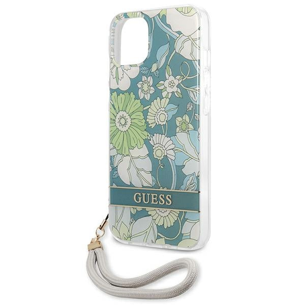 Guess Flower Cord – „iPhone 13 mini“ dėklas (žalias)