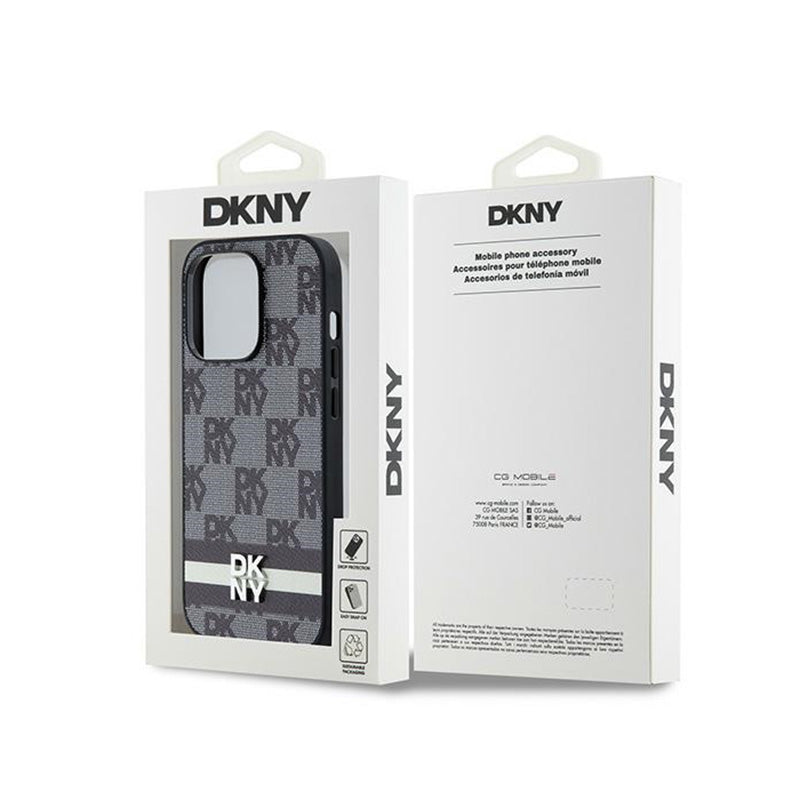 DKNY odos languotas vienspalvis raštas ir spausdintos juostelės – „iPhone 14 Pro“ dėklas (juodas)