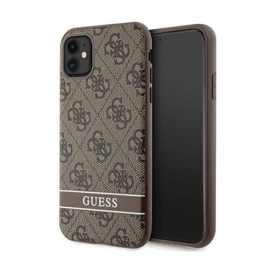 Guess 4G Printed Stripe – dėklas skirtas iPhone 11 / iPhone XR (rudas)