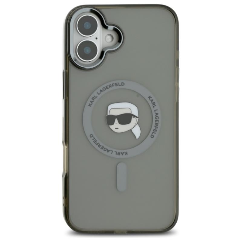 Karl Lagerfeld IML Metal Karl Head MagSafe – dėklas, skirtas iPhone 16 (juodas)