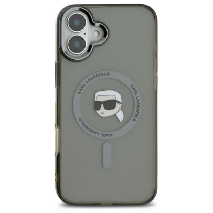 Karl Lagerfeld IML Metal Karl Head MagSafe – dėklas, skirtas iPhone 16 (juodas)