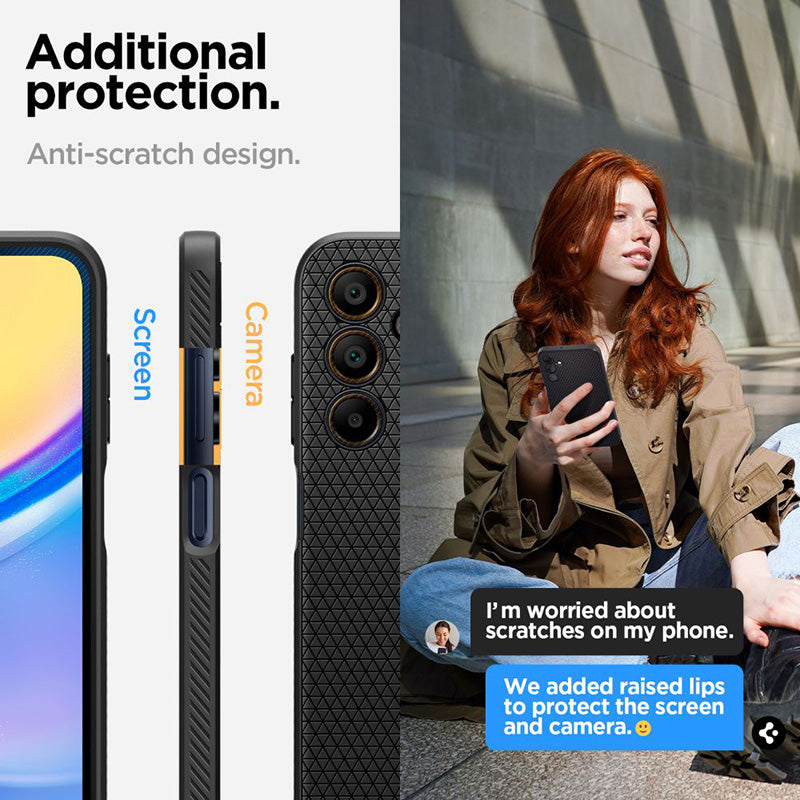 Spigen Liquid Air – dėklas, skirtas Samsung Galaxy A15 4G/5G (matinė juoda)